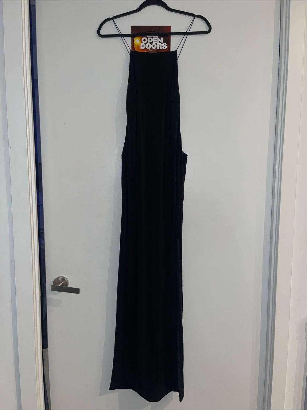 Fashion Nova Black Backless Maxi Slip Dress with Thin Straps